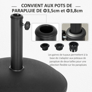 Pied de parasol rond base de lestage parasol Ø 45 x 36H cm poids net 20 Kg ciment PVC gris noir