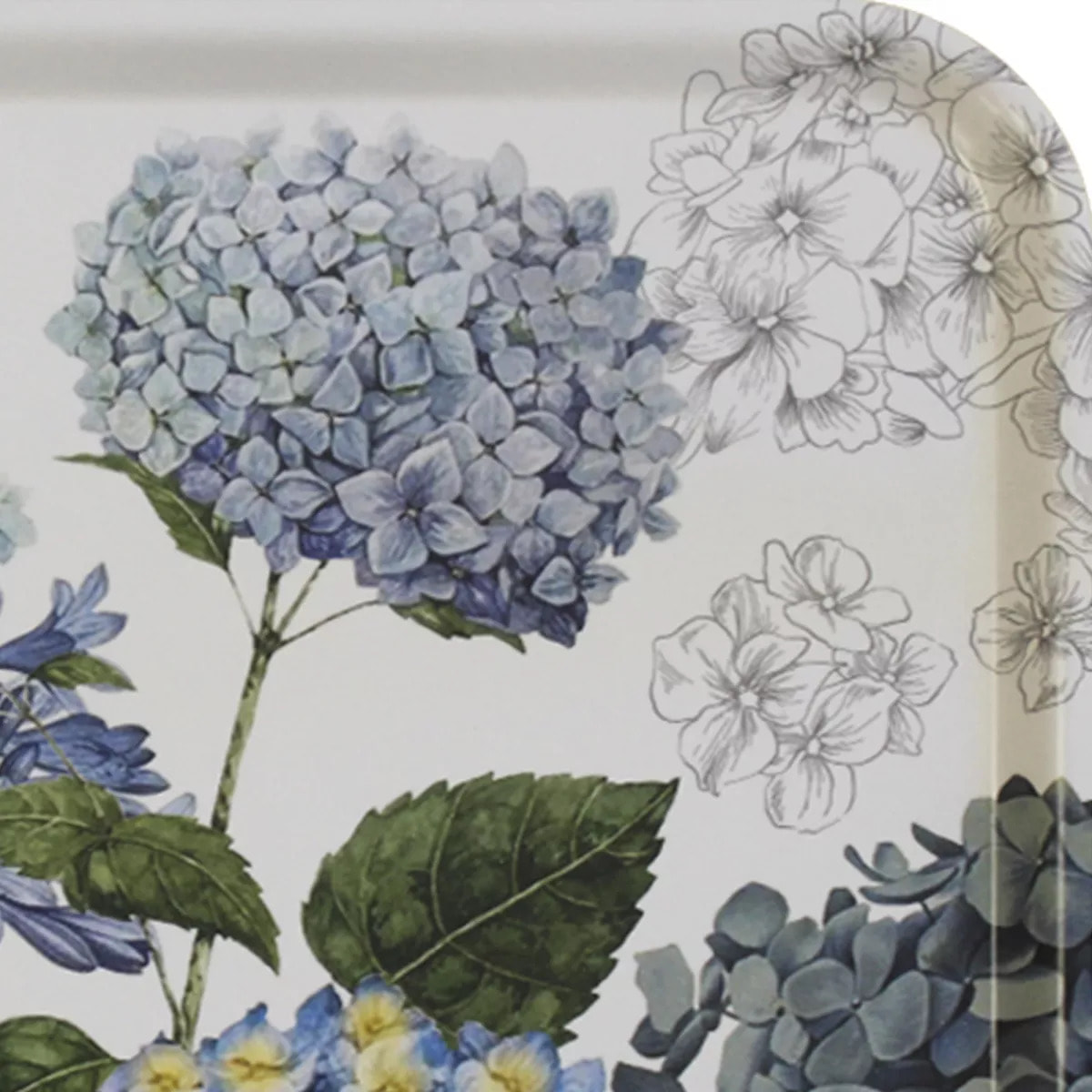 Plateau bois imprimé bleu vert Jardin de bretagne bleu