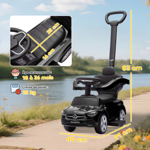 Porteur voiture enfant Mercedes-Benz classe C évolutif 18-36 mois effets sonores noir