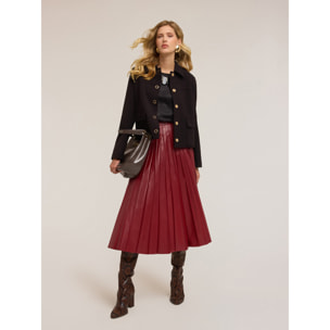 Motivi - Falda plisada de tela revestida - Burgundy