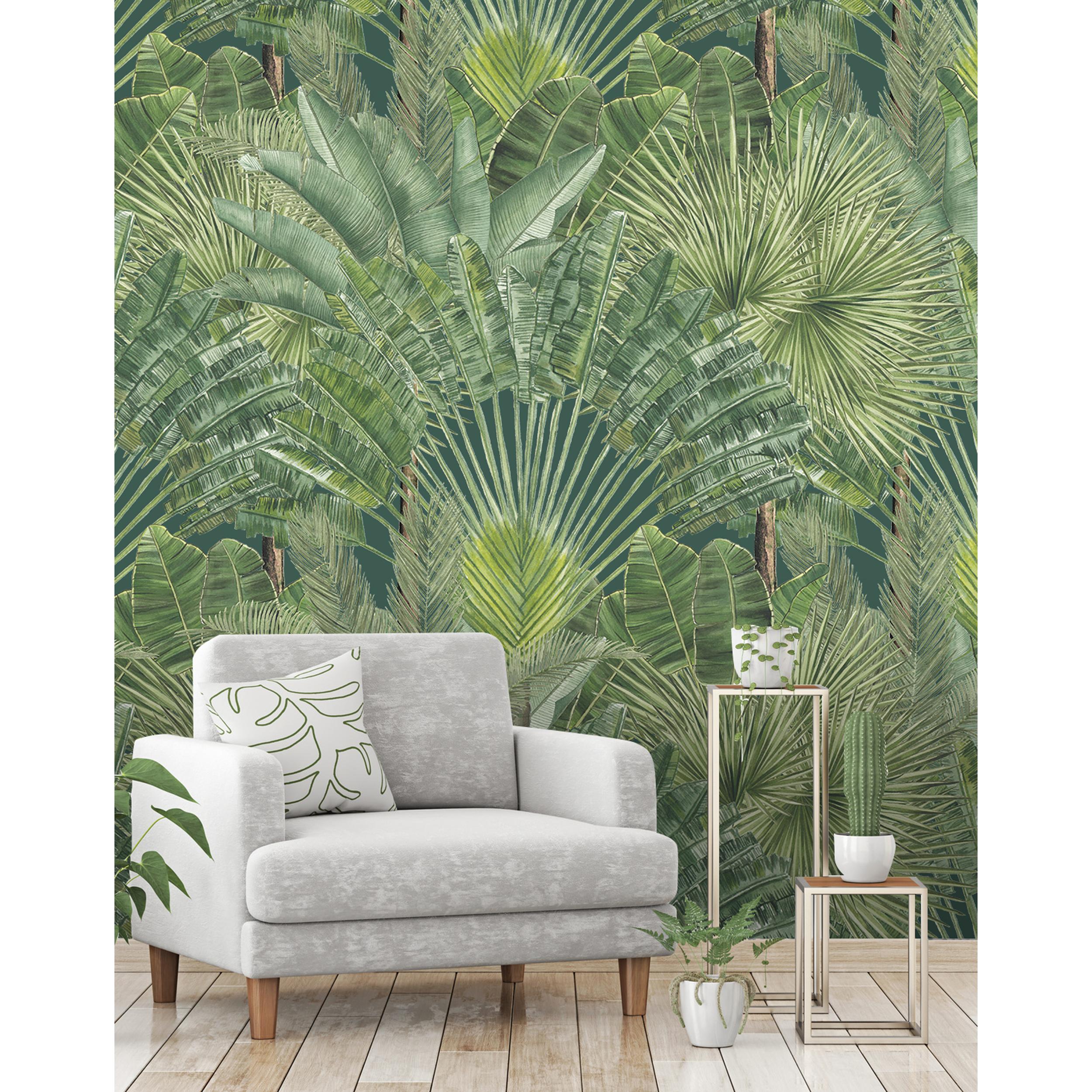 Papel pintado CERAMIKO, Mural Jungla Tropical - Verde 250x330 cm