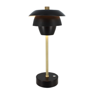 Lampe à poser rechargeable en métal noir et doré  MOXY