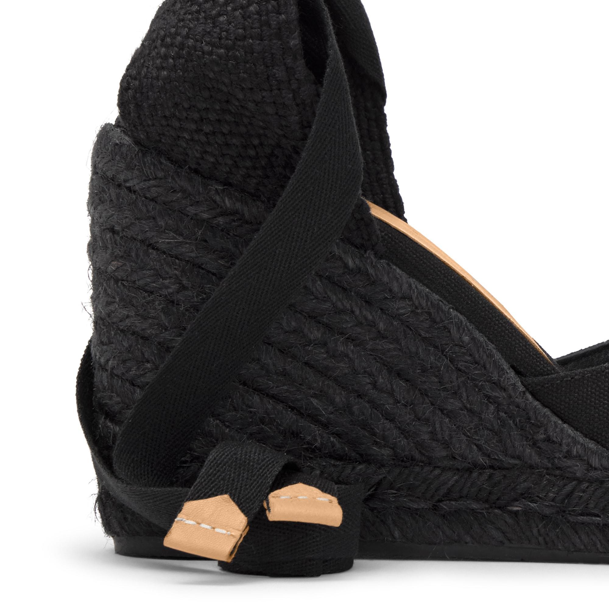 Alpargatas de cuña de mujer Carina en algodón orgánico, cierre mediante lazada