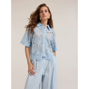 Motivi - Camisa de encaje macramé - Light - blue