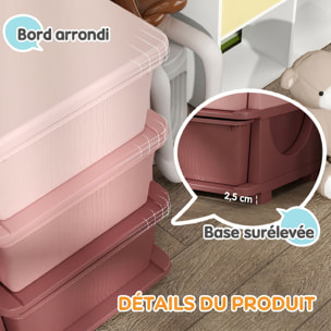 Organisateur de jouets enfant 3 tiroirs - boîtes de rangement plastique - PP rose