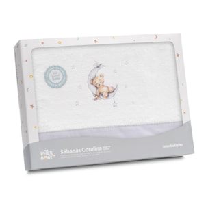Triptico Minicuna Coralina Estampado Oso Luna Estrellas Bco/Gris