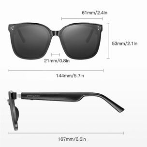 Gafas inteligentes GS260, responder y rechazar llamadas, control de música con sonido envolvente.