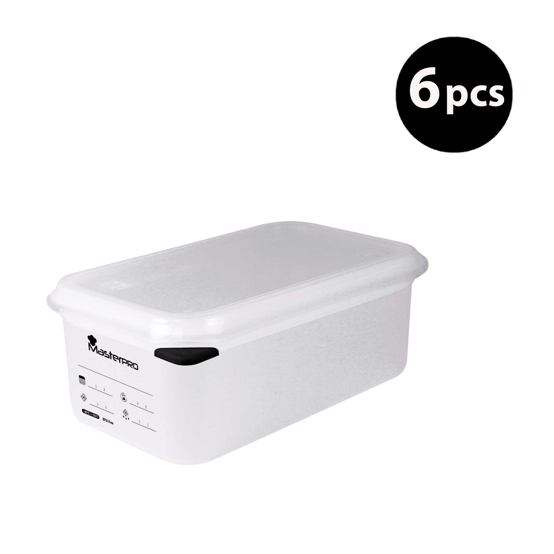 Pack 6 fiambreras hermeticas 2,8 litros Masterpro colección Foodies