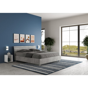 Letto con rete 160x200 testata inclinata con doghe cemento Ankel