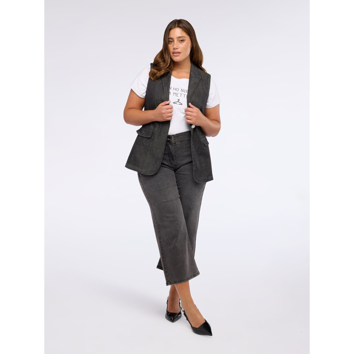 Fiorella Rubino - Blazer senza maniche in denim - Nero