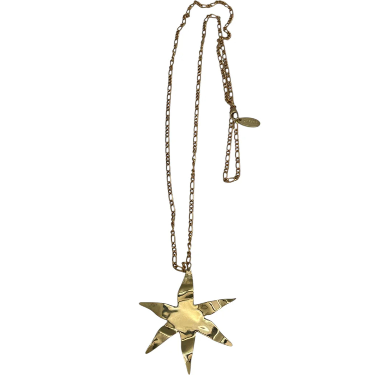 Collar largo en cadena con colgannte de estrella XXL laton dorado