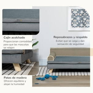 Sofá para Perros Grandes y Medianos, 100x62x32 cm, Cama Elevada para Perros, Tapizada en Chenilla, con Cojín Lavable y Patas de Madera de Pino, Gris Oscuro