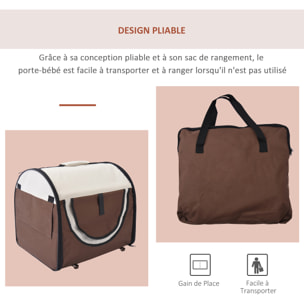 Sac de transport pour chien et chat pliable - poignée, entrée zippée, fenêtres maillées enroulables- coussin inclus - acier oxford marron beige