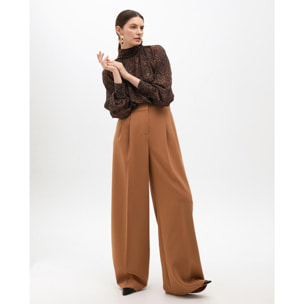 Pantaloni a palazzo a vita alta con pince