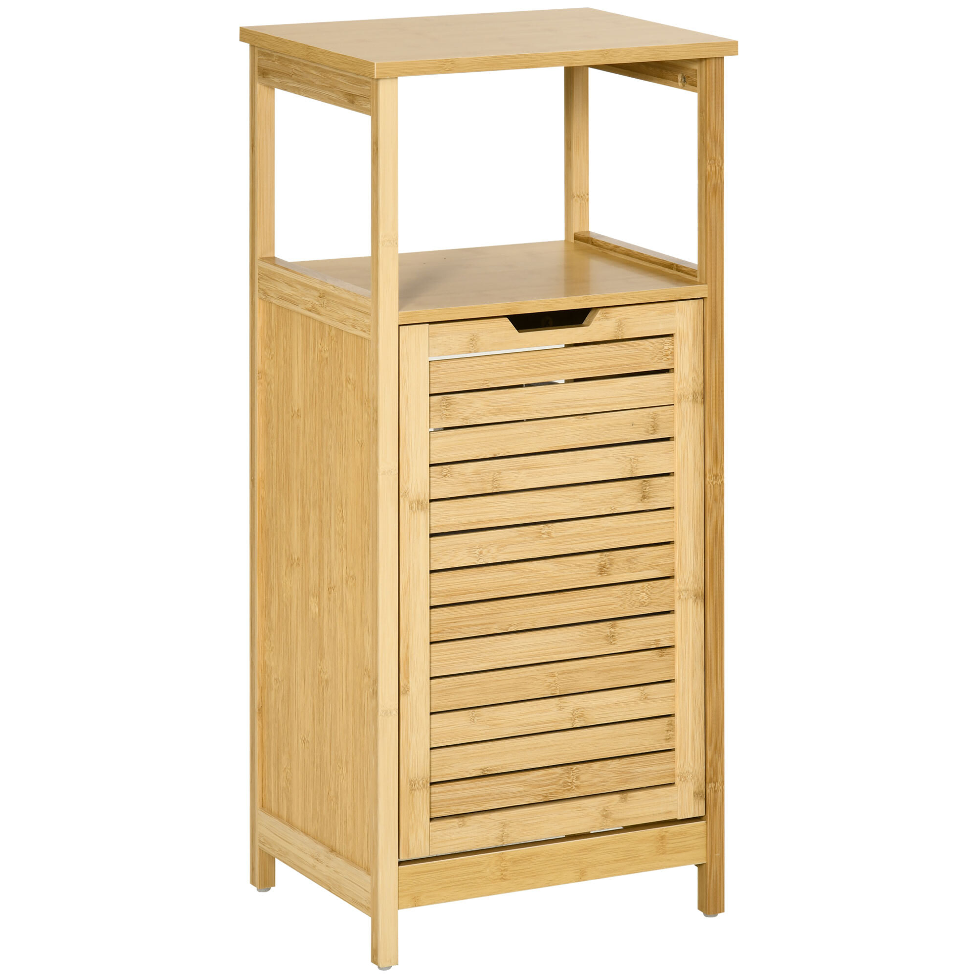 kleankin Estantería de Baño de Bambú Armario para Baño con 2 Estantes y 1 Cajón de Tela Extraíble Mueble Columna de Almacenaje para Salón Cocina 40x30x86,5 cm Natural