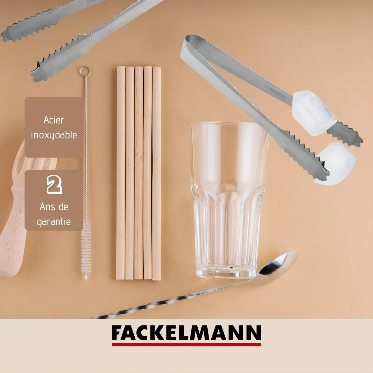 Lot de 2 pinces à nourriture, à glaçons inox FM Professional Boissons