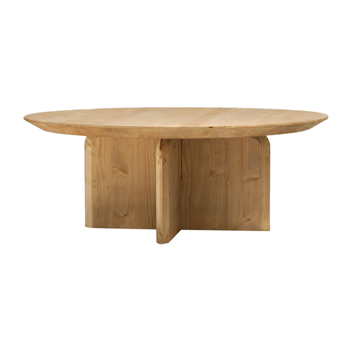 Table basse ronde en bois massif ton chêne moyen en différentes tailles