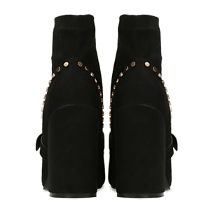 Botines negros con hebilla maxi, tacón de 10,5 cm