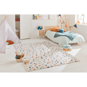 Tipi - tapis shaggy enfant en laine artificielle à motif confettis multicolore