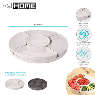 bandeja melamina en 2 colores blanco y gris