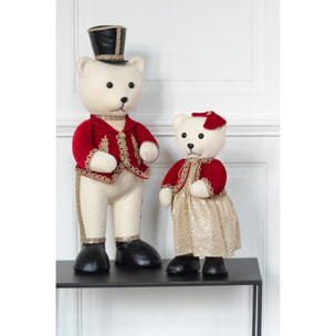 J-Line figurine Ours Debout Garçon/Fille - textile - rouge/or - 2 pcs