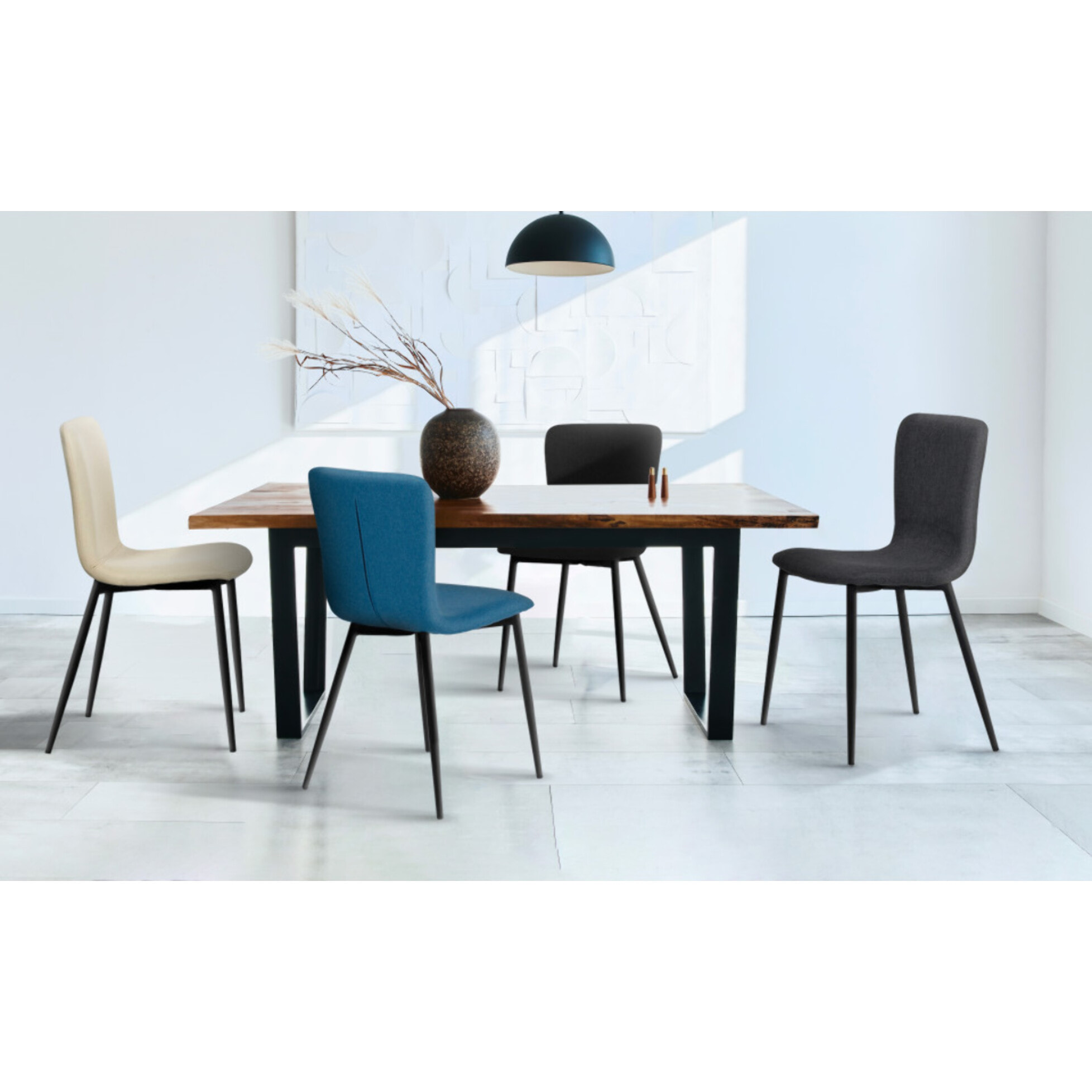 Chaises Margot en velours - Mix color - Beige, bleu, gris, noir