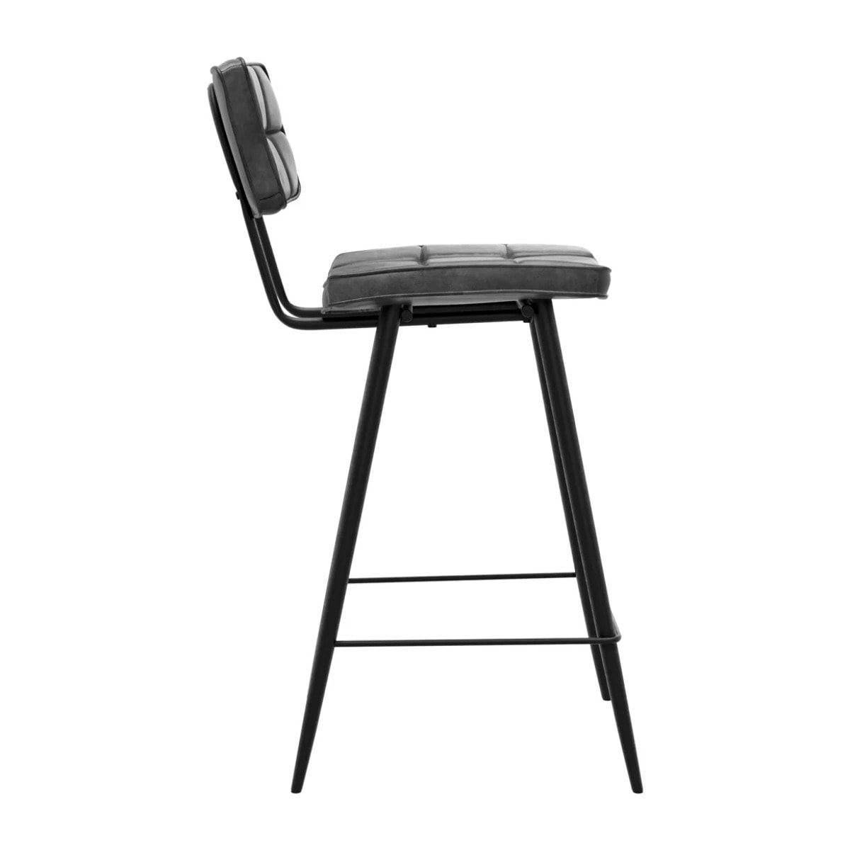Lot de 2 chaises pour îlot central 66 cm capitonnée gris/noir - Texas