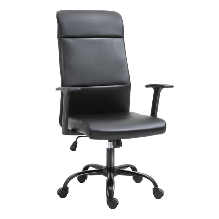 Vinsetto Fauteuil de bureau manager ergonomique pivotant 360° hauteur assise réglable revêtement synthétique PU noir