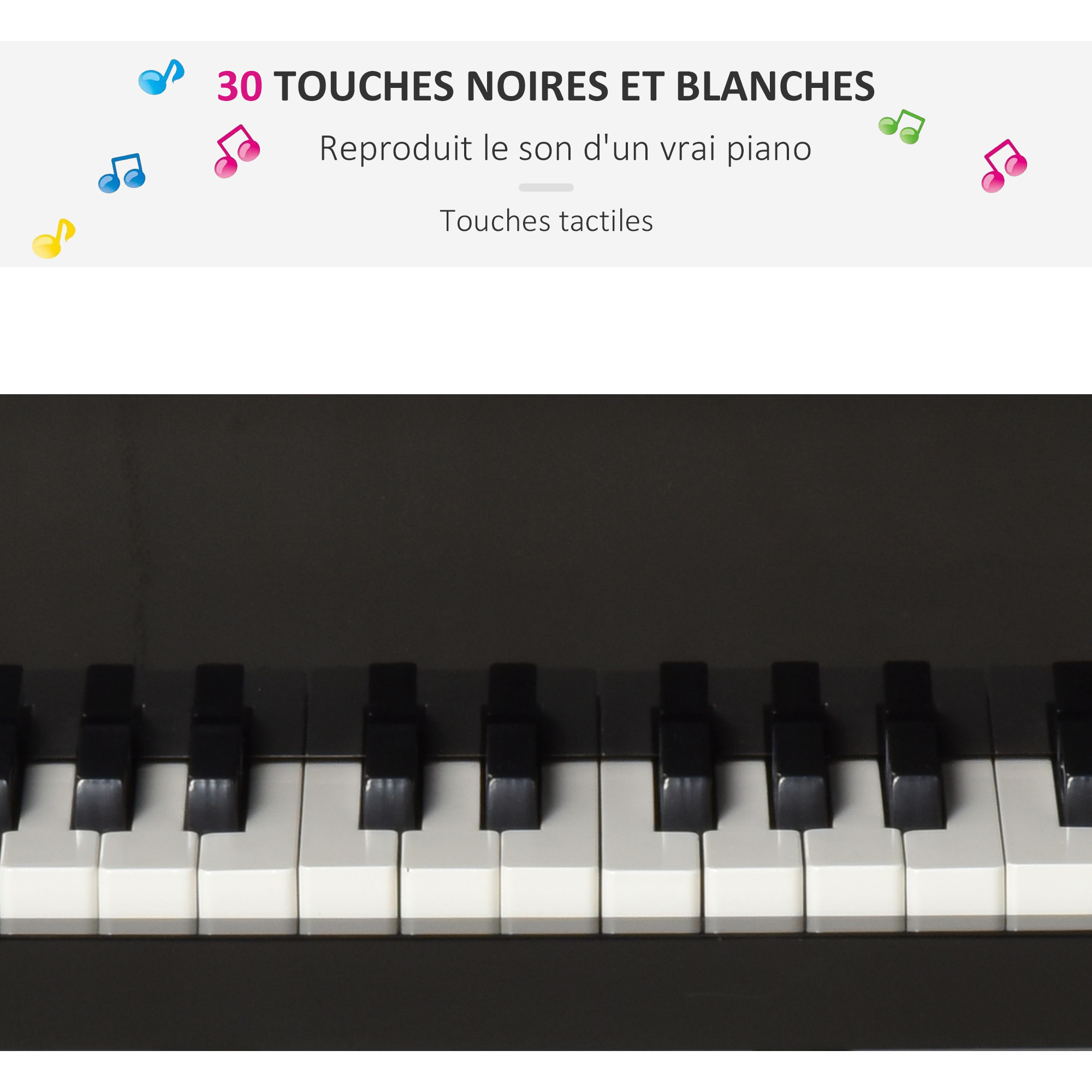 Piano à queue électronique 37 touches multifonctions avec micro haut parleur rose