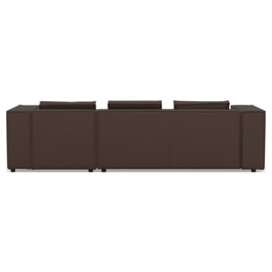 Stella - canapé d'angle droit 4 places en simili - Marron