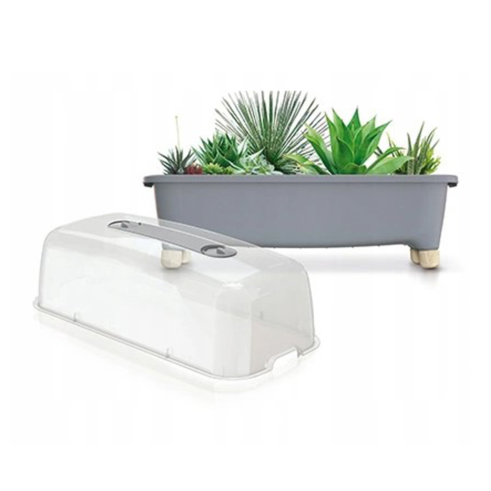 Huerto domestico/jardinera baja, con tapa de policarbonato para proteger tus plantas l prosperplast respana planter wood low set de plástico en color