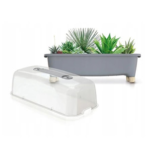 Huerto domestico/jardinera baja, con tapa de policarbonato para proteger tus plantas l prosperplast respana planter wood low set de plástico en color