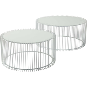 Tables basses rondes Wire set de 2 blanches Kare Design