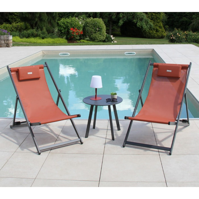 Salon de jardin en aluminium - 2 places - terracotta - ATHOS