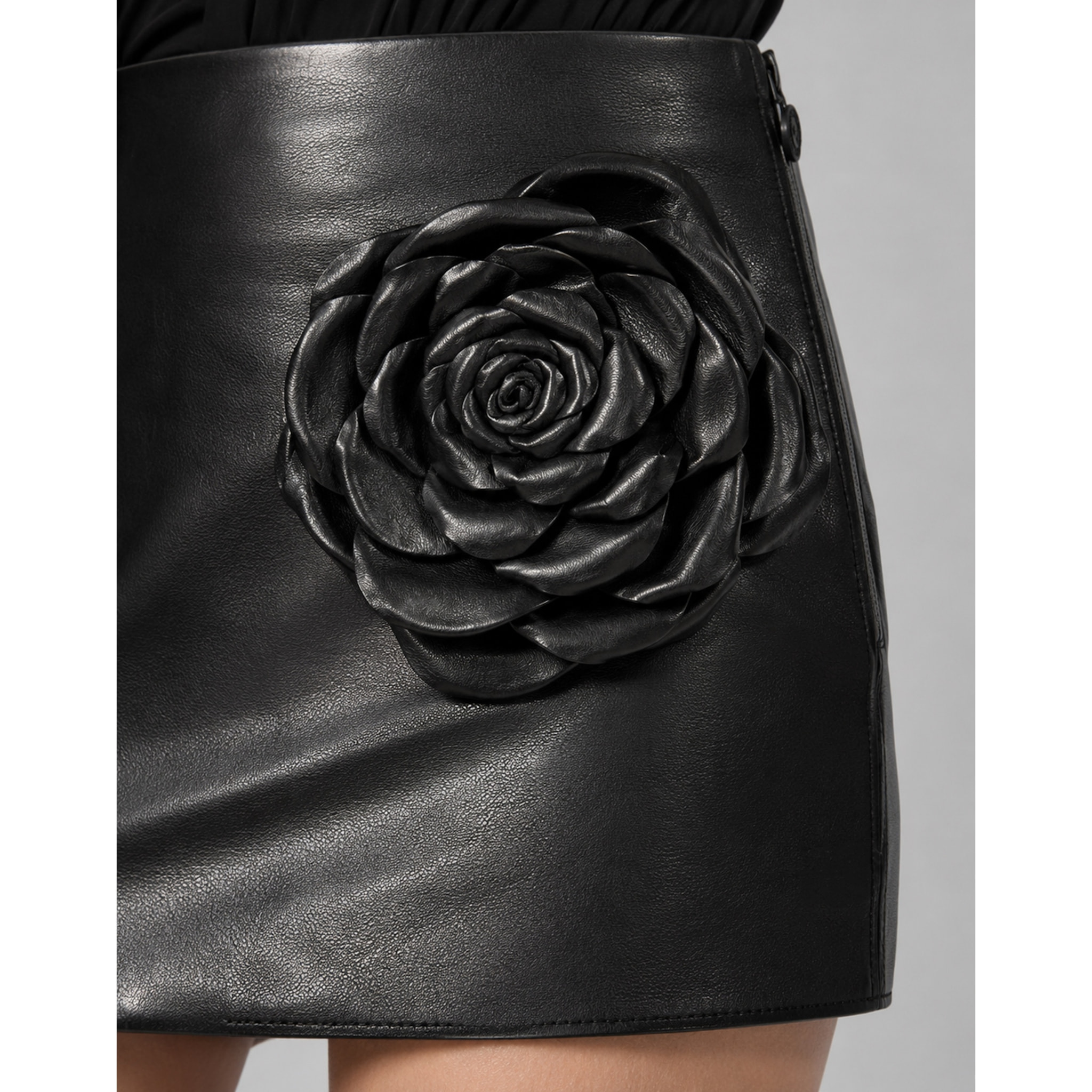 PHILIPP PLEIN Minifalda de cuero FLOWER