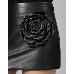 PHILIPP PLEIN Minifalda de cuero FLOWER