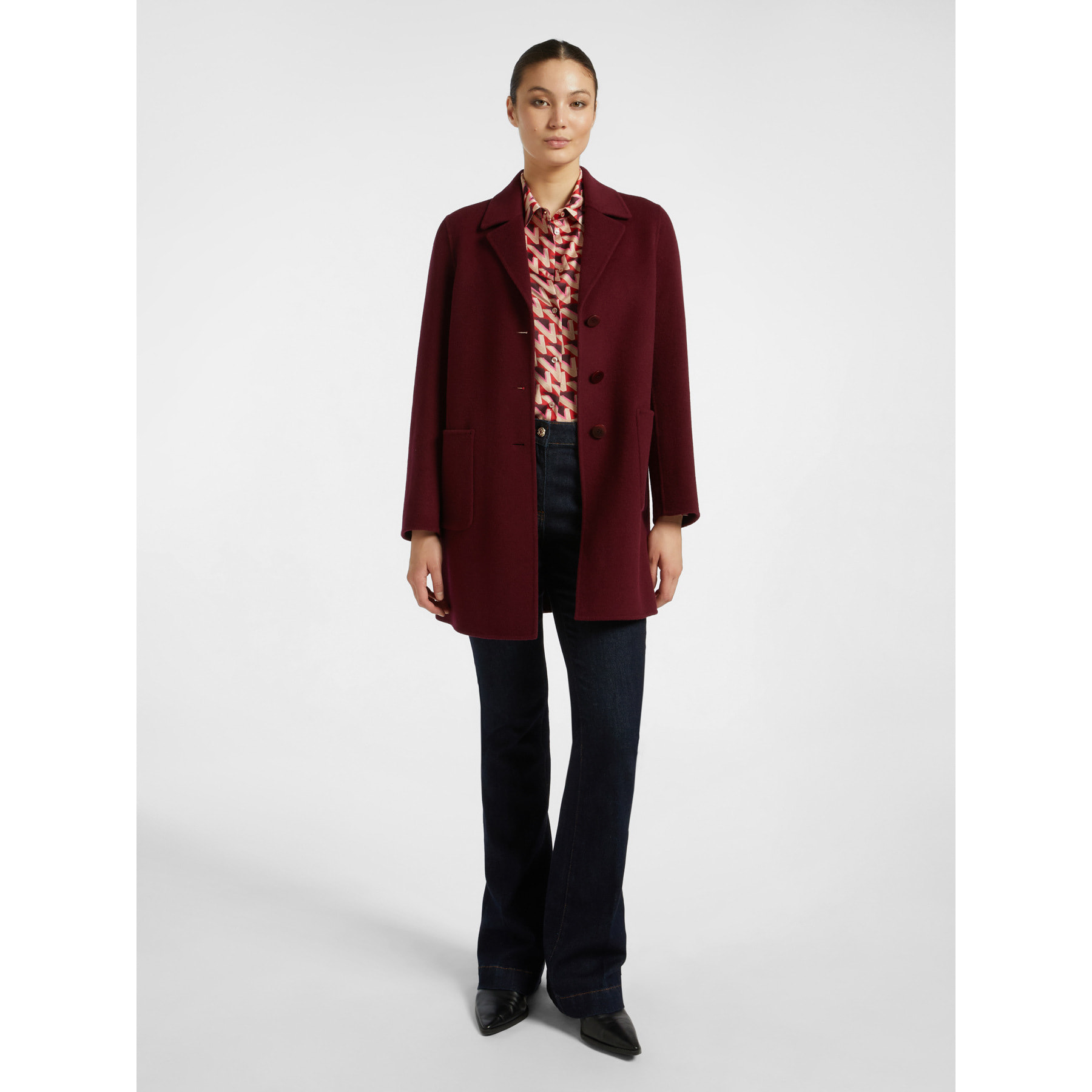 Elena Mirò - Cappotto sartoriale in tessuto double - Bordeaux