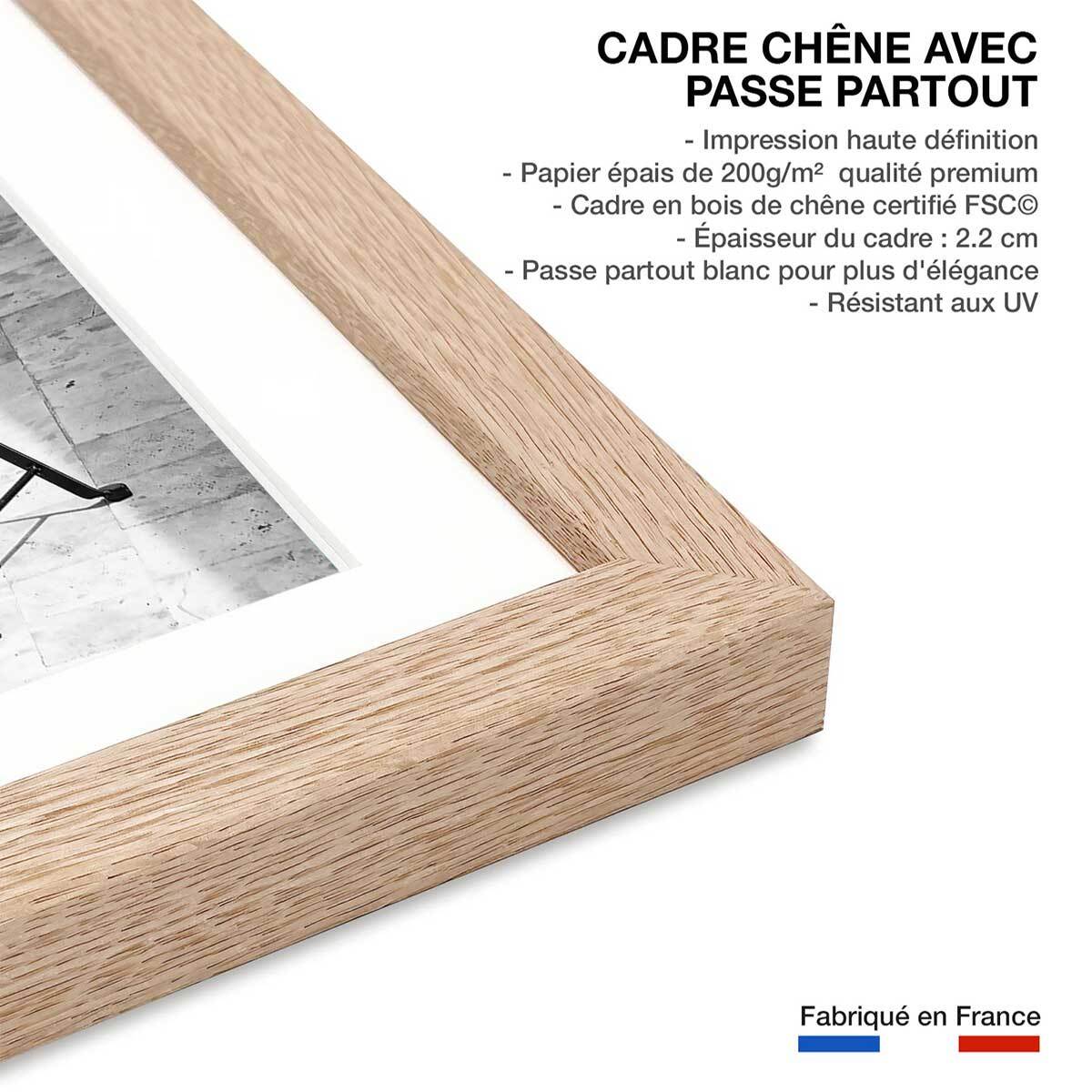 Affiche pause détente Affiche + cadre en bois - Chêne
