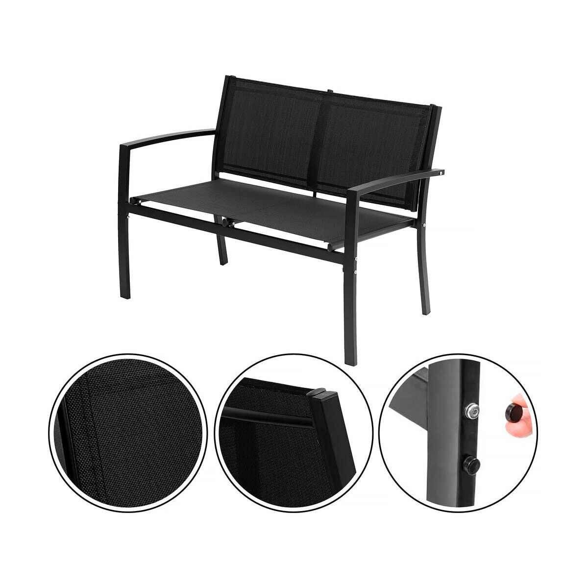 Salon de jardin bas "Lino" - 4 places  - Noir