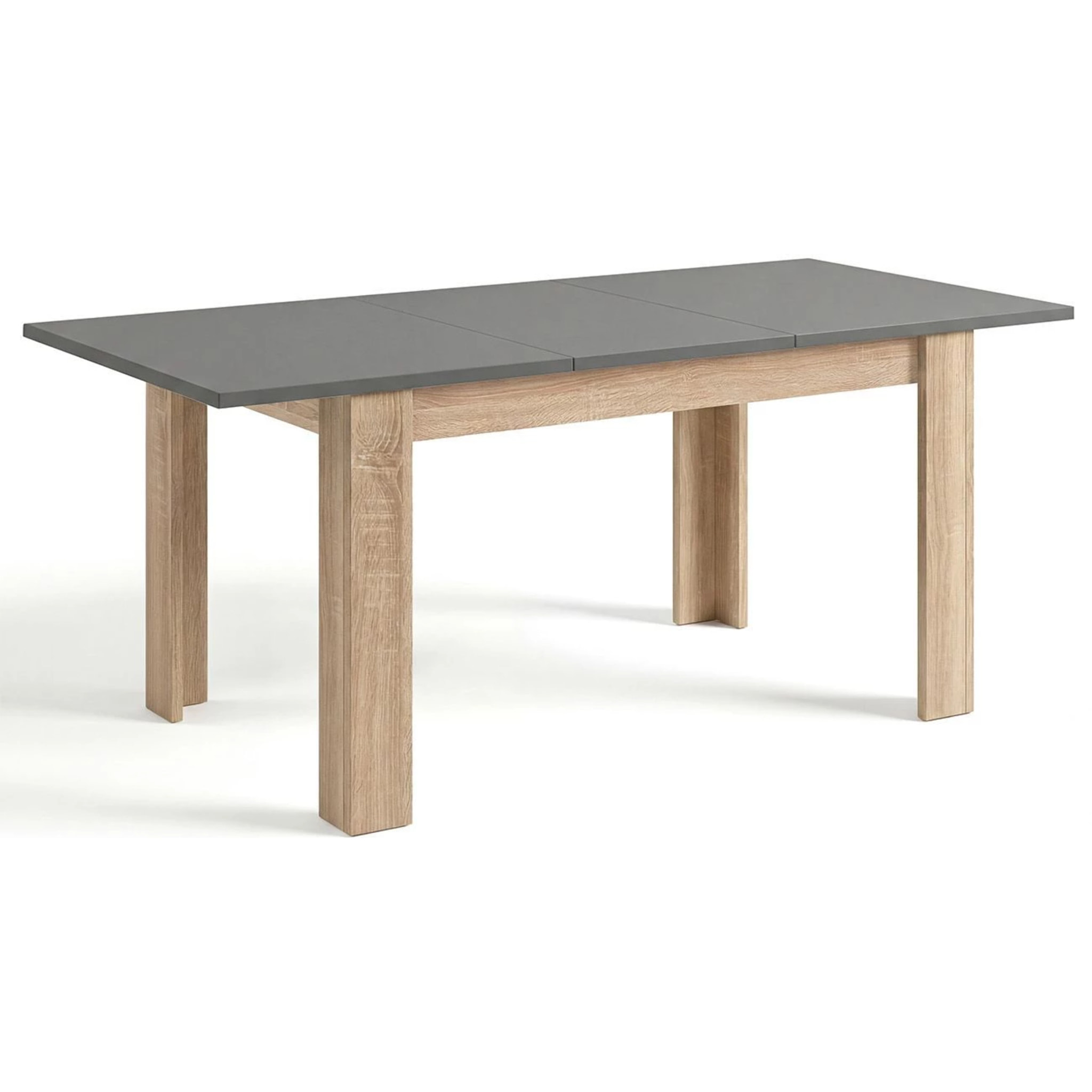 Mesa de comedor extensible en roble canadian y gris grafito 140-190x90 cm Sira Roble Canadian - Gris Grafito