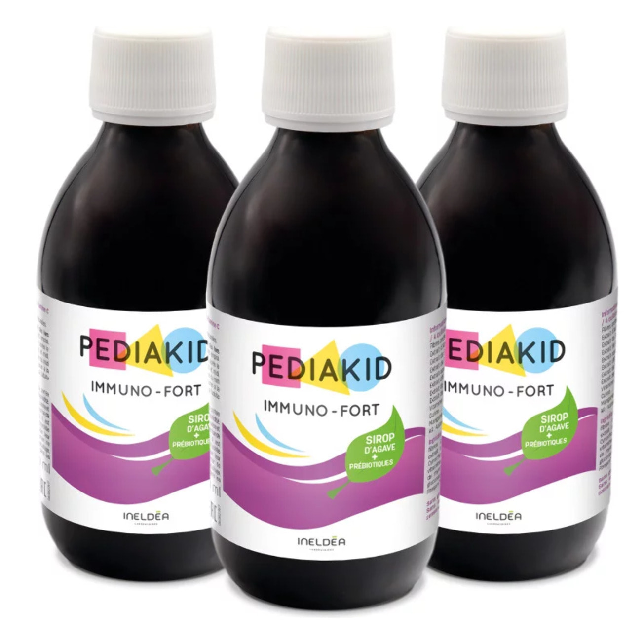 PEDIAKID - Sirop Immuno-Fort - Complément Alimentaire Naturel - Formule Exclusive au Sirop d'Agave - Aide à Soutenir les Défenses Naturelles de l'Organisme - Goût Myrtille - Lot de 3 flacons