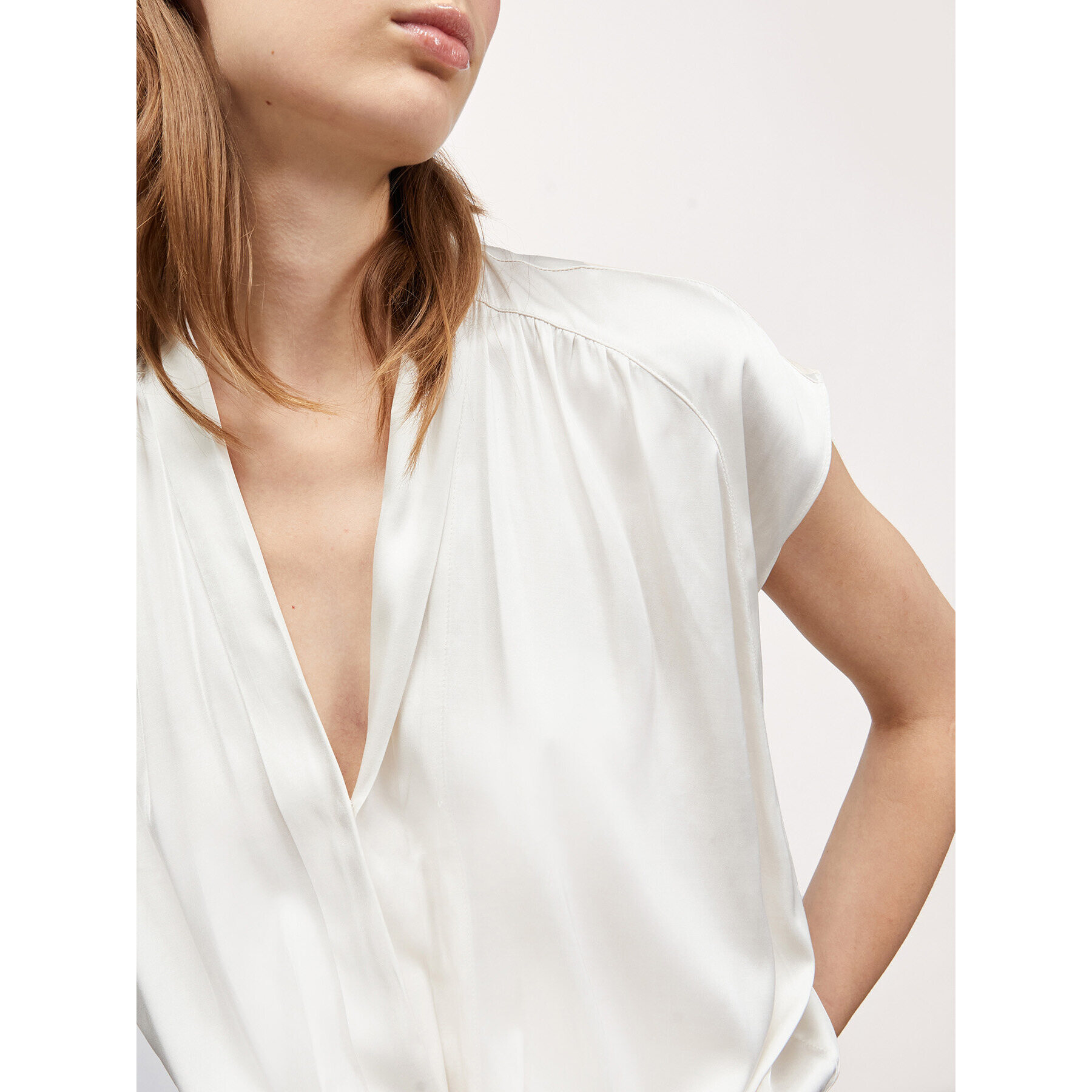 Motivi - Blusa quimono de raso - Blanco