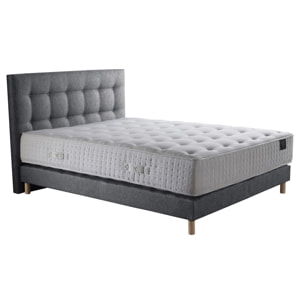 Ensemble Callisto + tête de lit capitonnée - Matelas Mousse Haute Résilience Mémoire de forme