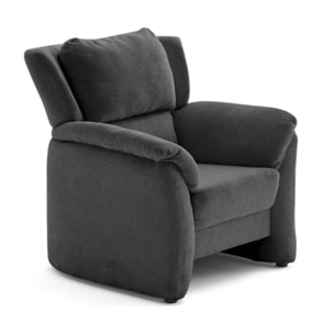 Bastille - fauteuil en tissu velours relief - Gris Anthracite