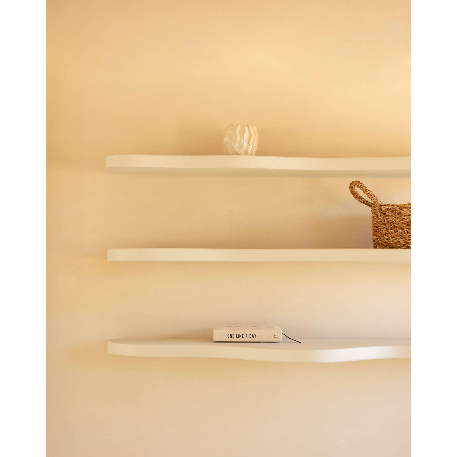 Pack 3 étagères en microciment blanc cassé 100cm Hauteur: 3 Longueur: 100 Largeur: 25