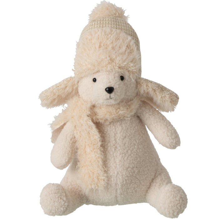 J-Line Ours assis - polyester - beige clair