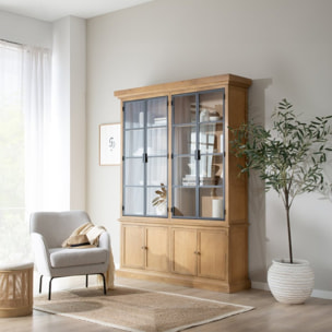Vitrine Parma -bois massif de manguier et métal-couleur provence naturelle 158 x 210 x 40 cm