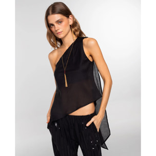 Top de mujer asimétrico con pañuelo en el escote