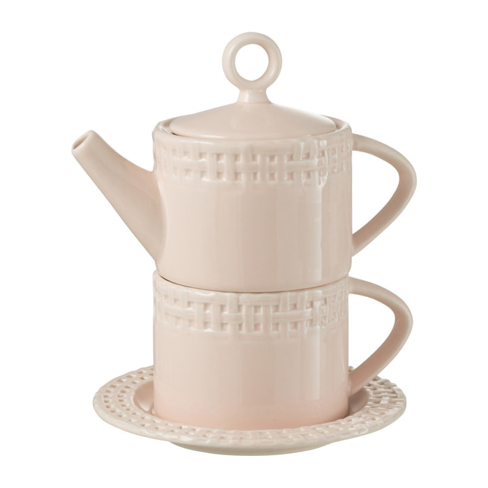 J-Line tasse + théière - céramique - rose