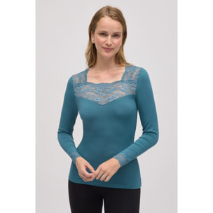 Maglia termica in pizzo a maniche lunghe